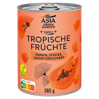 Aldi S&uuml;d  ASIA GREEN GARDEN Asia Obst 580 ml, Papaya St&uuml;cke