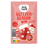 Aldi S&uuml;d  BACK FAMILY Glitzerglasur 80 g, rot