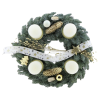 Aldi S&uuml;d  GARDENLINE Adventskranz 40 cm, wei&szlig;-gold Nobilis