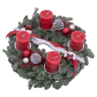 Aldi S&uuml;d  GARDENLINE Adventskranz 40 cm, rot-wei&szlig;