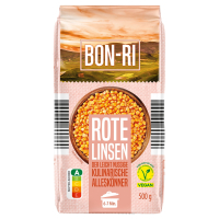 Aldi S&uuml;d  BON-RI H&uuml;lsenfr&uuml;chte 500 g, rote Linsen
