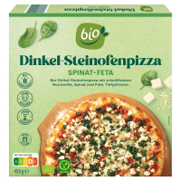 Aldi S&uuml;d  BIO Dinkel-Pizza 410 g, Spinat-Feta