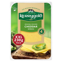 Aldi S&uuml;d  KERRYGOLD K&auml;sescheiben XXL 230 g, Cheddar w&uuml;rzig