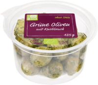 Alnatura 24/7 Bio Gr&uuml;ne Oliven mit Knoblauch