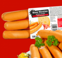 Penny  Wiener W&uuml;rstchen mit Bacon und K&auml;se