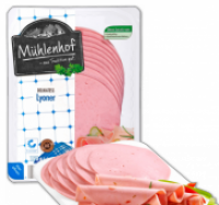 Penny  M&Uuml;HLENHOF Lyoner, Paprika Lyoner oder Bierschinken