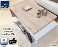 Aldi S&uuml;d  LIVING STYLE&reg;Couch-Tisch mit ger&auml;umiger Schublade
