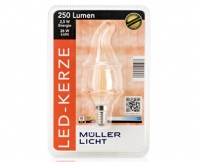 Aldi S&uuml;d  M&Uuml;LLER-LICHT LED-Design Glasserie Sonderform Kerze, nicht dimmbar