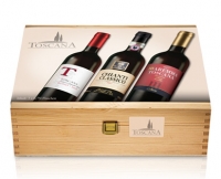 Aldi S&uuml;d  Toscana-Trio in der Holzkiste