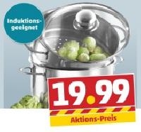 Penny  CASA LINGA Edelstahl-Topf mit D&uuml;nstaufsatz