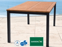 Aldi S&uuml;d Gardenline Alu-Gartentisch mit Holzplatte